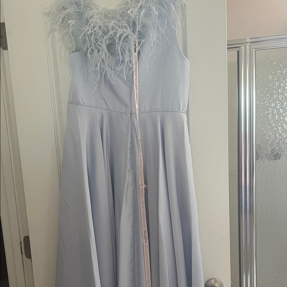 Mac Duggal Light Blue One Shoulder Dress Formal
